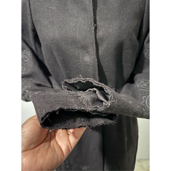 H&M Conscious collection long black Embroidered recycled wool blend button front - Picture 10 of 13